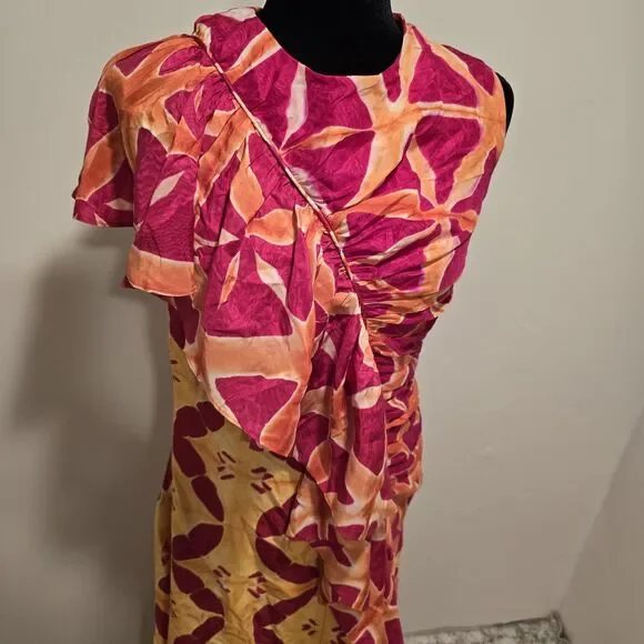 Ulla Johnson Lali Handmade 100% Silk Gown Dress Tigerlily Sz 6 One Shoulder Maxi - Picture 3 of 16